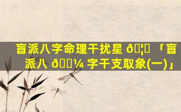盲派八字命理干扰星 🦈 「盲派八 🐼 字干支取象(一)」